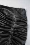 Schwarze, sexy, solide Patchwork-Reißverschluss-Röhrenhose mit mittlerer Taille und einfarbiger Hose
