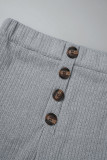 Gilet con bottoni casual tinta unita grigio argento Pantaloni con scollo a U senza maniche in due pezzi