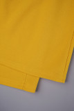 Pantaloni in tinta unita convenzionali a vita alta regolari a tinta unita casual gialli
