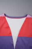 Set di tre pezzi a maniche lunghe con cardigan patchwork a righe casual multicolore