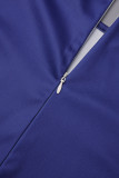 Pagliaccetto blu con stampa casual basic o collo taglie forti