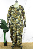 Camouflage Informeel Camouflageprint Basic O-hals Lange mouw Grote maten Jurken (afhankelijk van het werkelijke doel)