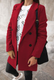 Бордовый повседневный однотонный кардиган с отложным воротником Верхняя одежда
