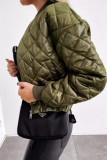 Prendas de abrigo con cuello de cremallera de patchwork sólido informal verde