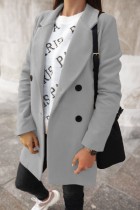 Capispalla con colletto rovesciato in cardigan solido casual grigio chiaro