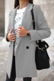 Ljusgrå Casual Solid Cardigan Turndown-krage Ytterkläder