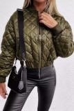 Green Casual Solid Patchwork Zipper Collar Outerwear