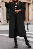Zwart casual effen vest Turndown kraag bovenkleding