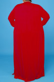 Rojo Casual Sólido Básico Cuello en U Tallas grandes Conjunto de tres piezas