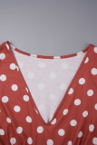 Rode casual stippen patchwork V-hals kokerrok plus maten jurken