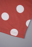 Röd Casual Dot Patchwork V-hals Pencil Skirt Plus Size Klänningar