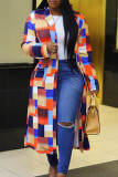 Meerkleurige casual kleurblok patchwork zakgesp vestkraag bovenkleding