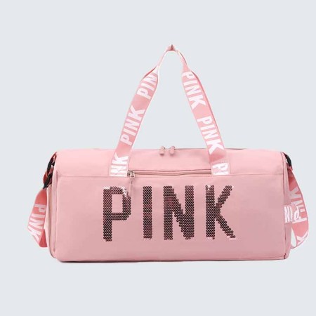 ピンク カジュアル シンプル レター スパンコール バッグ