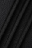 ブラック セクシー ソリッド タッセル パッチワーク バックレス スパゲッティ ストラップ ラップ スカート ドレス