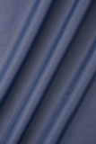 Robe longue grise décontractée en patchwork uni à col rond