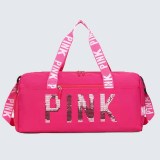 Розовые повседневные простые сумки с буквами и блестками