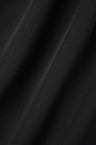 Black Sexy Casual Solid Backless Spaghetti Strap Short Sleeve Dress