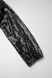 Черное сексуальное формальное лоскутное платье с блестками и разрезом V-образным вырезом, длинное платье, платья больших размеров
