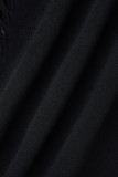 Zwarte sexy effen uitgeholde patchwork skinny jumpsuits met o-hals