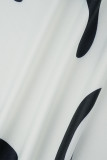 クリームホワイト カジュアル プリント ベーシック ターンダウンカラー プラスサイズ XNUMX 点セット