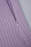 Tre pezzi a maniche lunghe senza spalline con cerniera patchwork solido viola sexy