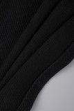 Vaqueros de mezclilla rectos de cintura alta de patchwork sólido casual negro