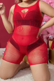 Red Sexy Living Solid Hollowed Out See-through Lingerie