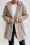 Green Casual Solid Cardigan Hooded Collar Outerwear