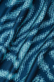 Синий сексуальный принт бинты лоскутное платье с косым воротником и принтом платья больших размеров
