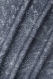 Robes décontractées à manches longues et col carré en patchwork imprimé gris foncé
