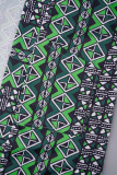 Vêtements d'extérieur imprimés décontractés verts avec ceinture
