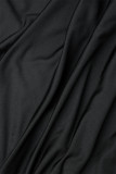 ブラック カジュアル スイート デイリー エレガント パッチワーク ソリッド カラー ドレス