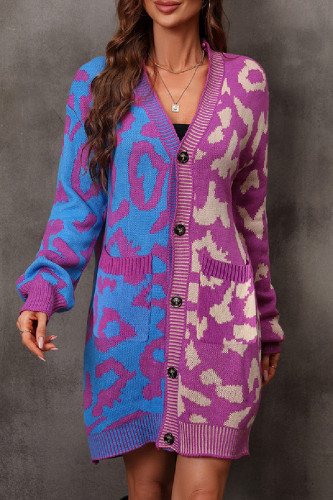 Фиолетовая повседневная верхняя одежда с пуговицами в стиле пэчворк