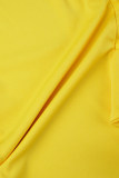 Желтые повседневные милые повседневные элегантные однотонные платья с открытой спиной и бантом на бретельках