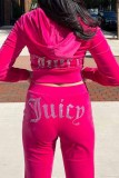 Black Casual Street Letter Rhinestone Hooded Collar Long Sleeve Two Pieces