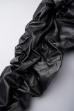 Черные повседневные однотонные брюки больших размеров с высокой талией