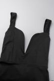 Negro Casual Dulce Diario Elegante Sin espalda Color sólido con Lazo Tirantes finos Vestidos