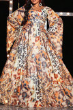 Многоцветный винтажный принт в стиле пэчворк на молнии с V-образным вырезом и трапециевидным вырезом Платья больших размеров