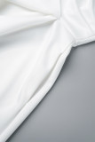 Robes asymétriques blanches à volants, célébrités du quotidien, couleur unie, col en V, Patchwork élégant
