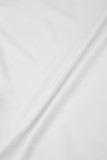 blanco casual estampado patchwork medio cuello alto manga larga dos piezas