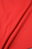 Vermelho casual doce diário elegante sem costas cor sólida com vestidos de alças finas