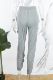 Pantaloni patchwork convenzionali a vita alta regolari patchwork solidi sexy grigi