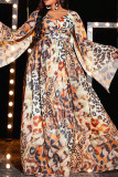 Robes multicolores Vintage imprimées Patchwork fermeture éclair col en V ligne A grande taille