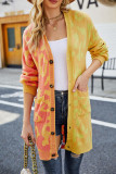 Yellow Casual Patchwork Buttons Outerwear