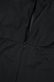 Zwarte sexy casual dagelijkse patchwork doorzichtige effen kleur skinny jumpsuits met spaghettibandjes