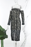 Zwarte sexy elegante formele patchwork kanten strapless kanten jurkjurken