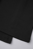Zwart Casual Solid Basic Vierkante kraag Skinny Jumpsuits