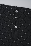 Черное сексуальное однотонное длинное платье без бретелек с вырезом в стиле пэчворк и разрезом в сетку