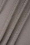 Кофейные сексуальные однотонные повязки в стиле пэчворк с разрезом и круглым вырезом, обернутые юбки, платья