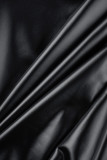 Negro Casual Sólido Básico Flaco Cintura Alta Lápiz Color Sólido Pantalones